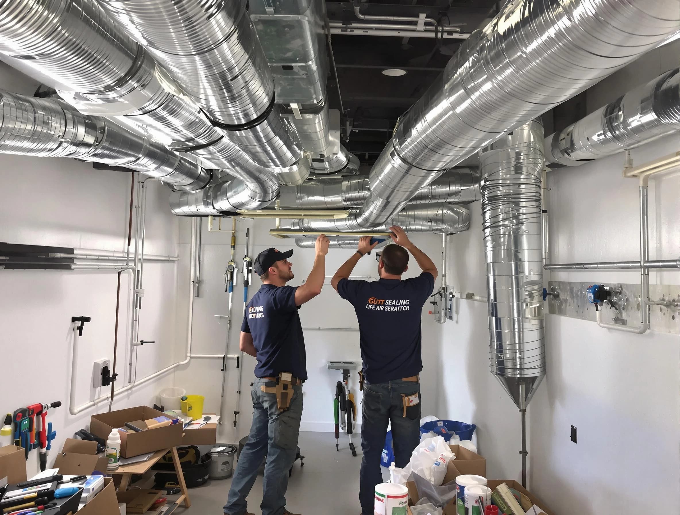 Johnstown Air Duct Cleaning technician applying professional duct sealing solutions in Johnstown