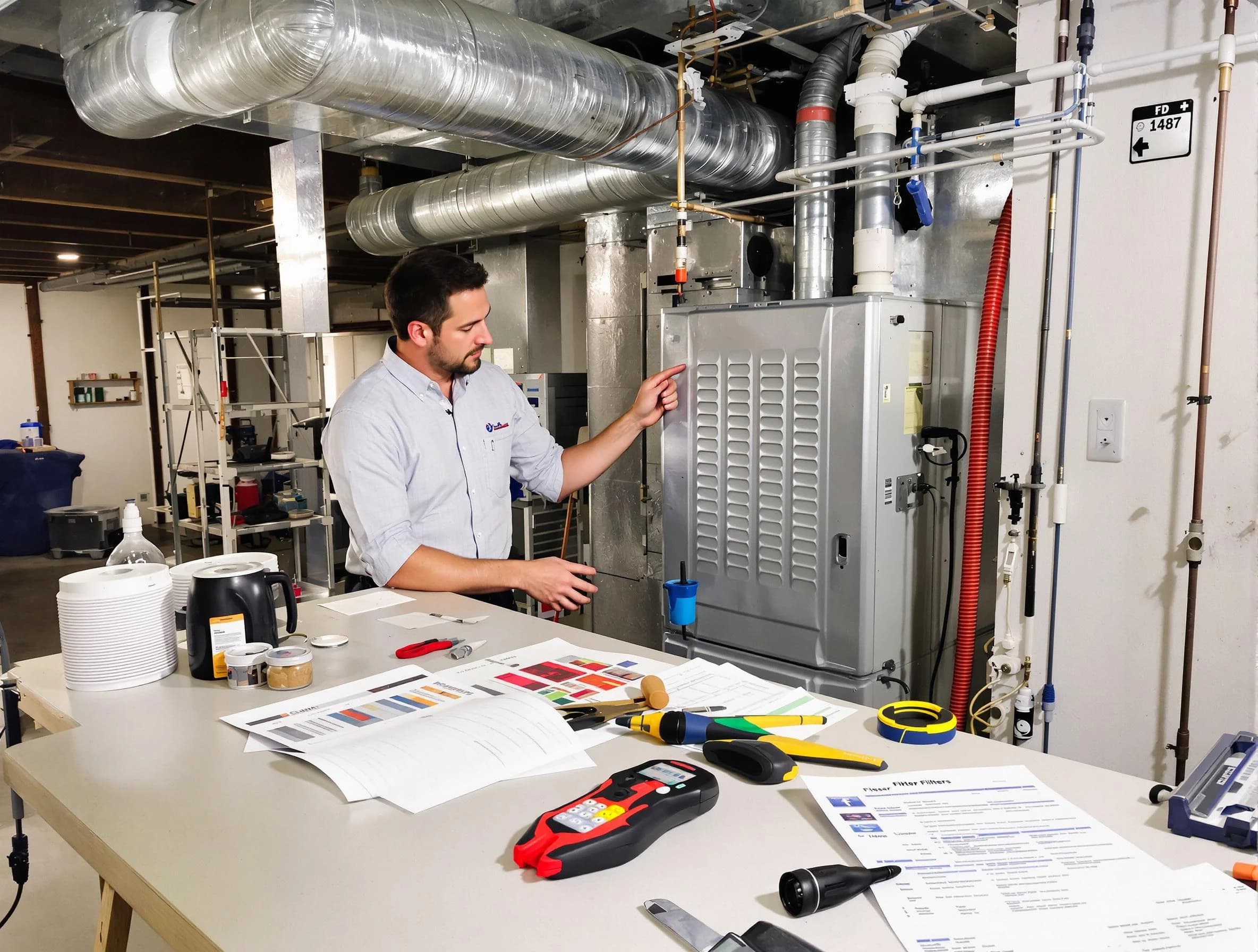 Johnstown Air Duct Cleaning inspector conducting detailed filter system evaluation using professional diagnostic tools in Johnstown