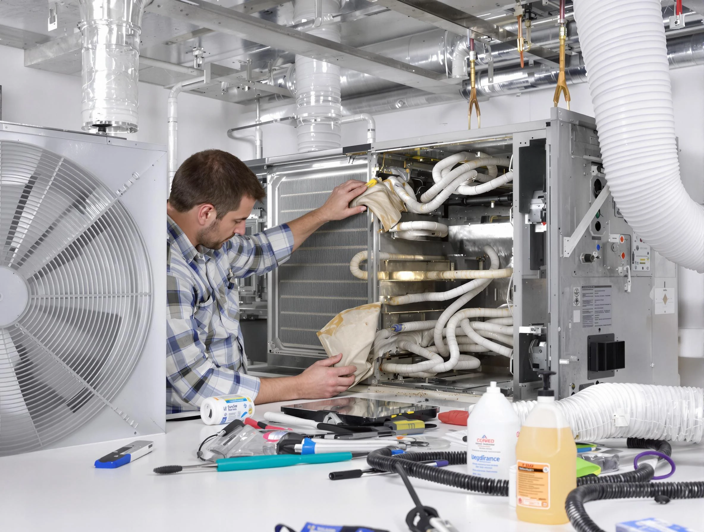 Johnstown Air Duct Cleaning specialist performing precision AC coil cleaning in Johnstown