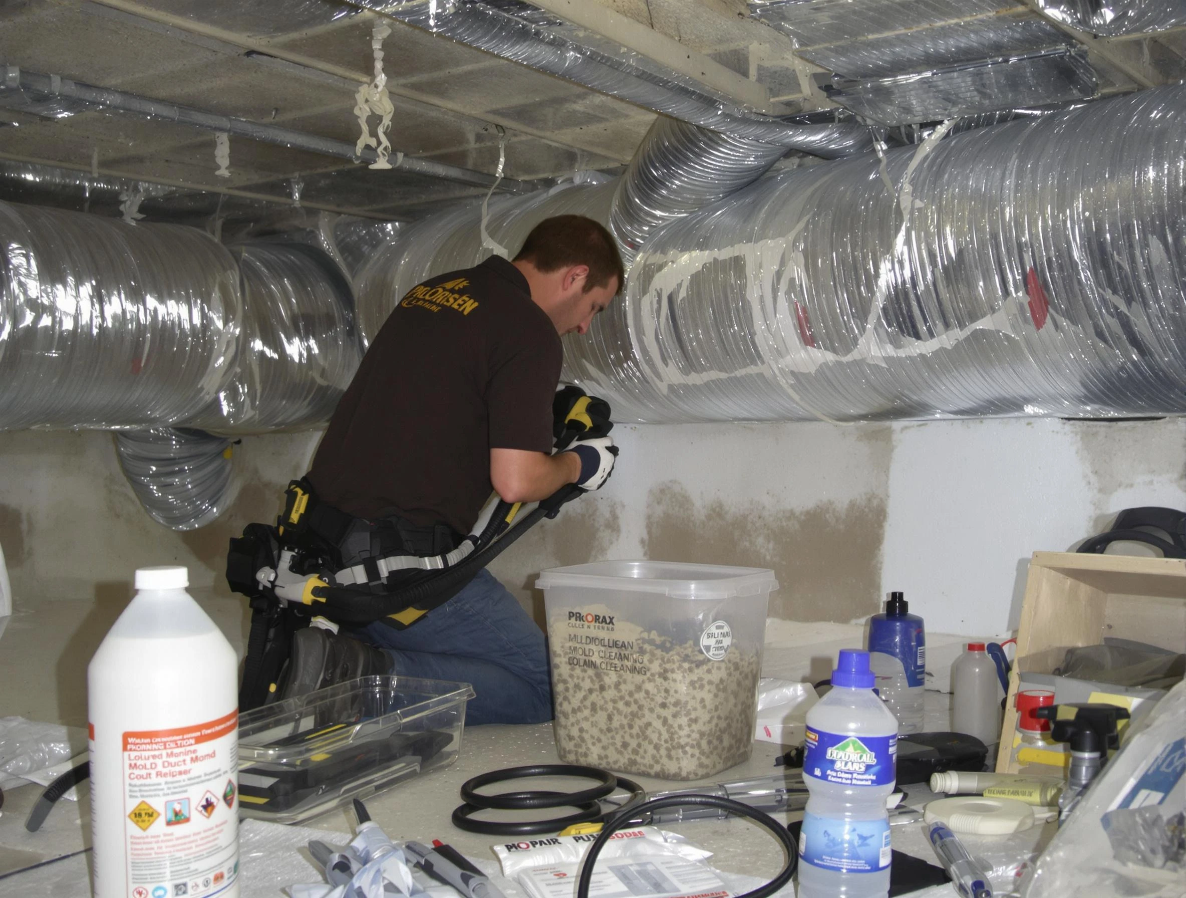 Johnstown Air Duct Cleaning specialist performing professional mold removal from air ducts in Johnstown