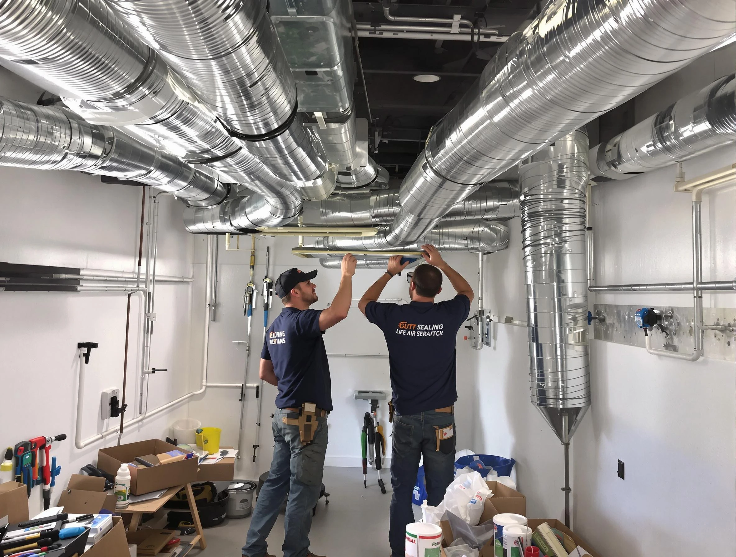 Johnstown Air Duct Cleaning technician applying professional duct sealing solutions in Johnstown