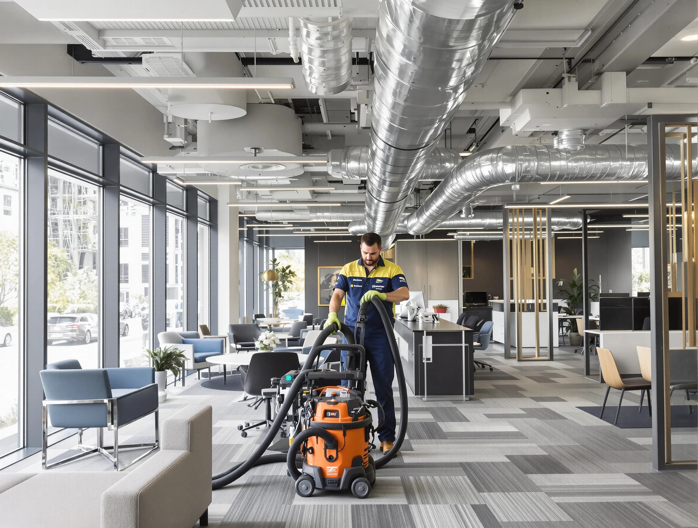 Johnstown Air Duct Cleaning team performing thorough commercial duct cleaning at a Johnstown business center